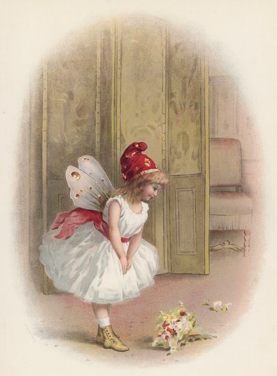彼女のパフォーマンスの後にお辞儀をする少女または妖精 (chromolitho) 作： English School
