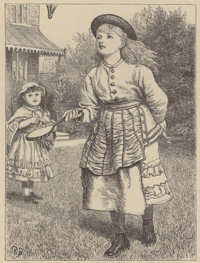 羽根で遊ぶ女の子 作： English School