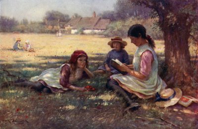 おとぎ話を他の子供たちに読んでいる女の子（カラーリソ） 作： English School