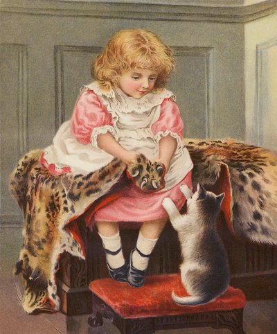 ヒョウの皮をかぶった少女と飼い猫（クロモリト） 作： English School