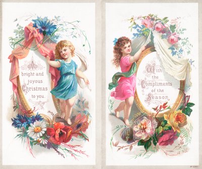 女の子と花、クリスマスカード 作： English School