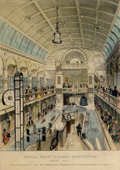 王立工科大学の大ホール、リージェントストリート、GJコックスによって印刷、c.1840 作： English School