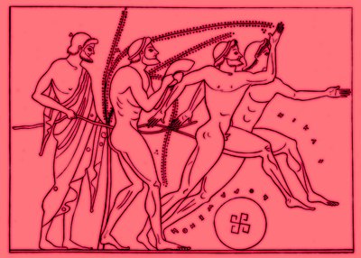 ギリシャのランナー、アドルフ・ボエッティヒャーによるオリンピアのイラスト、1886年（デジタル処理された画像） 作： English School
