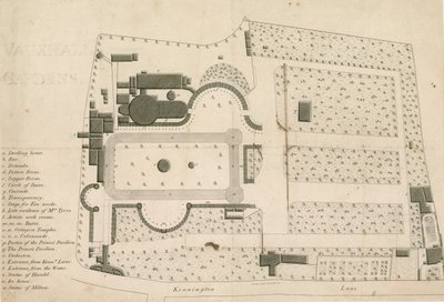 ロンドンのボクソール庭園の平面図 作： English School