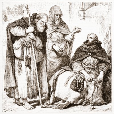 メンディカント修道士のグループ、ジェームスエイトケンワイリー（1808-1890）によるパブのプロテスタンティズムの歴史からのイラスト。 1878 作： English School