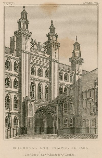 1810年にロンドンのギルドホールとチャペル 作： English School