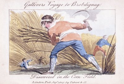 ガリバー旅行記、1805年にトウモロコシ畑で発見されたブロブディニャグへの航海 作： English School
