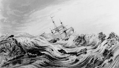 北極海の氷に追い込まれたデビッド・ブッチャンの指揮するHMSドロテア号 作： English School