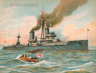 HMS ドレッドノート、海軍力に革命をもたらしたイギリスの戦艦 (クロモリソ) 作： English School