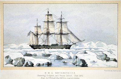 HMSエンタープライズ、1852年9月、ドルフィンとユニオン海峡に進入 作： English School