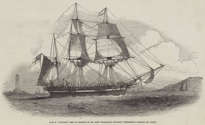 ジョン・フランクリン卿の北極探検を求めて派遣されたHMS "Plover" (エングレービング) 作： English School