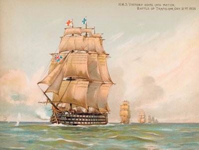 トラファルガー海戦での HMS ビクトリー 作： English School