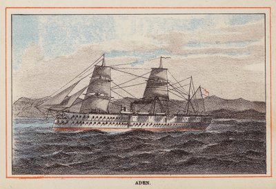 HMインディアンの軍艦アデム（カラー彫刻） 作： English School