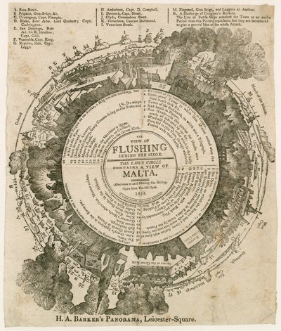 マルタ包囲戦時のフラッシングのHAバーカーズビュー、1810年、パノラマ、レスタースクエア、ロンドン 作： English School