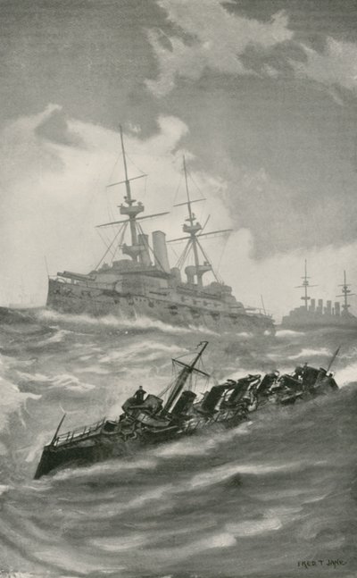 イギリス海峡でのHMS火星、恐ろしい、そしてドラゴンのクルージング 作： English School