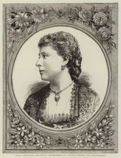 H R H Princess Beatrice, Betrothed with Prince Henry of Battenberg (e.g. engraving) 作： English School
