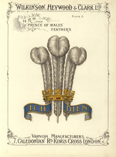 H R H the Prince of Walesの羽毛（クロモリト 作： English School