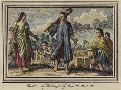 アメリカのチリの人々の習慣（カラー彫刻） 作： English School