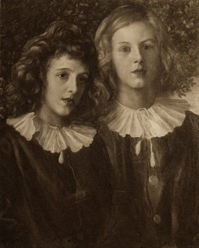 アルフレッド卿テニーソン（1809-92）の息子、ハラムとライオネルテニーソン 作： English School