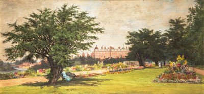 Hampton Court Gardens, c.1910 (aquarela sobre papel) 作： English School