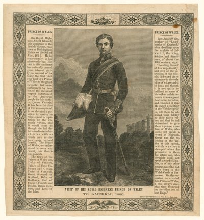ワレス王子のアメリカへの旅行を記念したハンカチ、1860 作： English School