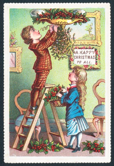 ヤドリギを飾る、クリスマスカード 作： English School