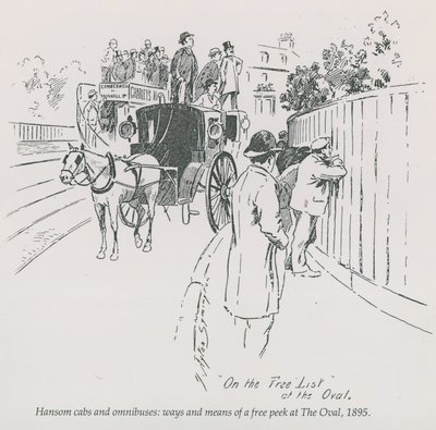 Hansom cabs and omnibuses-The Oval、1895で無料のピークの方法と手段 作： English School