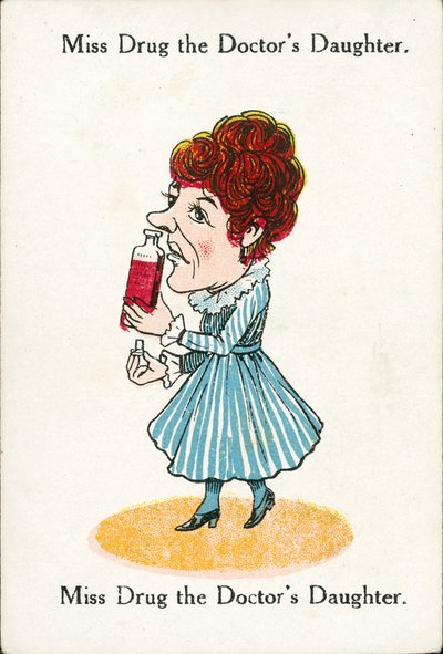 1920年頃の幸せな家族医者の娘ミス・ドラッグ（カラーリトグラフ） 作： English School
