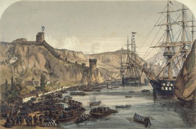 1859年に黒海を望むバラクラ港 作： English School