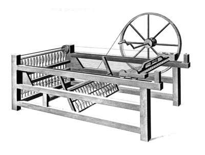 ハーグリーブススピニングジェニー、TEニコルソンによって彫刻、1834 作： English School