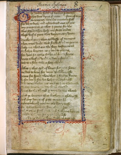 Harley 2392、f.1 Troilus and Criseyde、Geoffrey Chaucer (ベラム) 作： English School