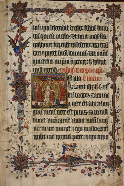 Harley 7026, f.13 The Feast of Corpus Christi, from the Lovel Lectionary, before 1408 (ベラム) 作： English School