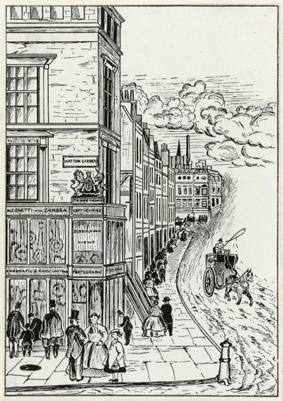 ハットンガーデンとホルボーン、1866 作： English School