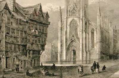 1800年代半ばのアセンブリホールのあるウェスト・ボウの頭部（リリジャス・トラクト・ソサエティ発行の「Scottish Pictures」より 作： English School