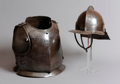 ヘルメット、胸当て、背板、17世紀半ば（金属） 作： English School