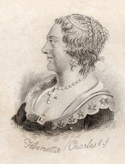 1825年に出版された「クラブの歴史辞典」からのフランスのヘンリエッタマリア 作： English School