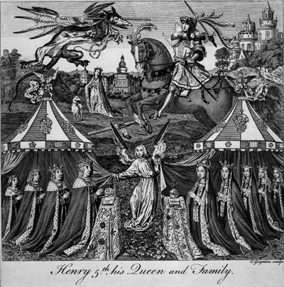 ヘンリー5世、彼の女王と家族、チャールズグリニオン（1717-1810）によって彫刻 作： 英語学校