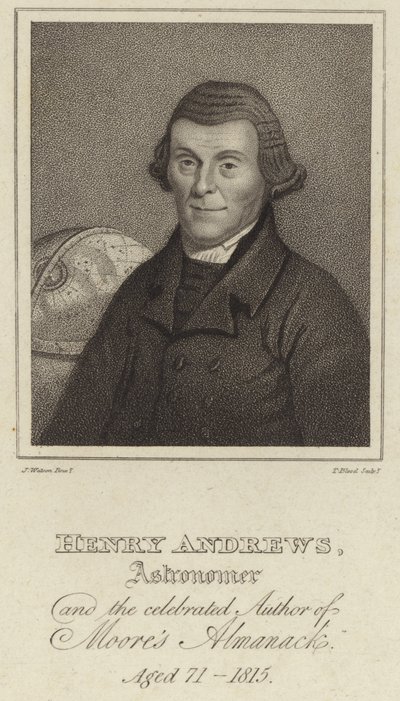 ヘンリーアンドリュース、天文学者、ムーアズアルマナックの著名な作家（1744〜1820年） 作： English School