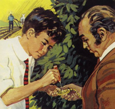 ヘンリー・フォードは近所の人の時計を修理するのを喜んでいます 作： English School