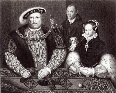 ヘンリー8世、娘のメアリー女王とウィルソマーズ、16世紀の油絵の後、死後1821年 作： English School