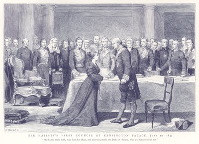1837年6月20日、ケンジントン宮殿での陛下の最初の評議会 作： English School