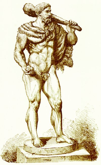 ヘラクレス、ビクターデュルイによるローマの歴史からのイラスト、1884年に発行（デジタル強化画像） 作： English School
