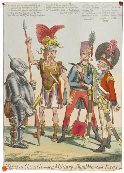 協議中のヘロス-または服装に関する軍事的な喧嘩」1820年頃（彩色済み彫刻 作： English School