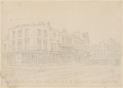 1843年8月16日、ホワイトライオンストリートからリバプールロードまでのハイストリートイズリントン 作： English School
