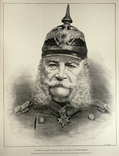 1887年3月19日、R。テイラーによって刻まれた &39;The Illustrated London News&39;からのプロイセン王でドイツ皇帝の皇帝ウィリアム1世（1797-1888） 作： English School