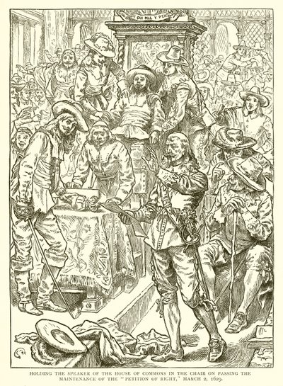 1629年3月2日、右の請願の維持を可決することについて、下院議長の議長を務める 作： English School