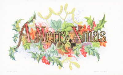 ホリーとヤドリギ、クリスマスカード 作： English School