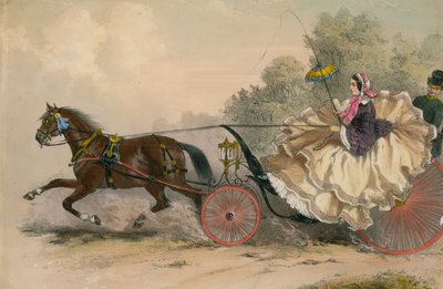 鞭で女性と一緒に高速で馬と馬車;売春 作： English School