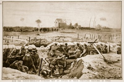 ノーサンバーランドFusiliersが1914〜19年のイープルで最初の塹壕への攻撃に遭遇した方法 作： English School