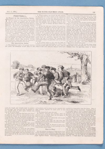 アソシエーションルールでサッカーをプレイする方法、The Young Fanciers Guide、1874年の記事（315146も参照） 作： English School